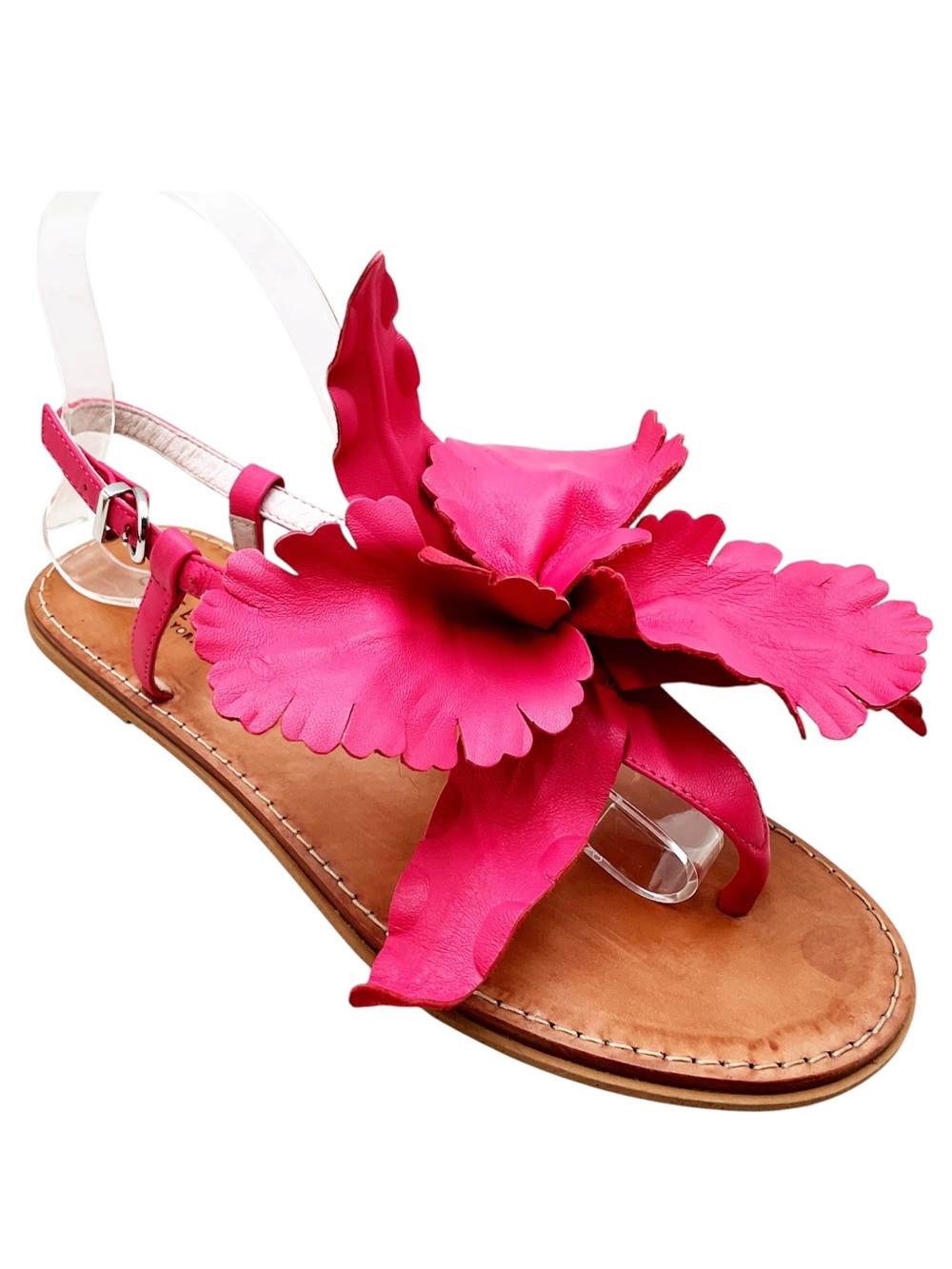 {Cecelia New York} Peony Floral Leather Ankle Strap Sandals